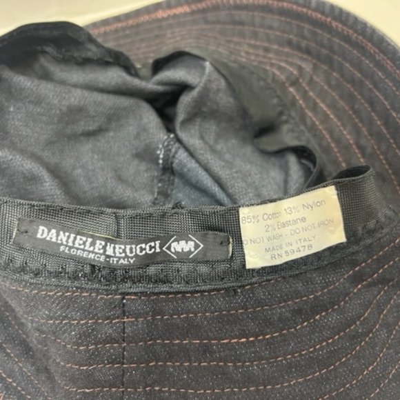 Floppy Sun Hat Black Brown Stitched Cotton Blend Daniele Meucci Made in Italy - Picture 7 of 10